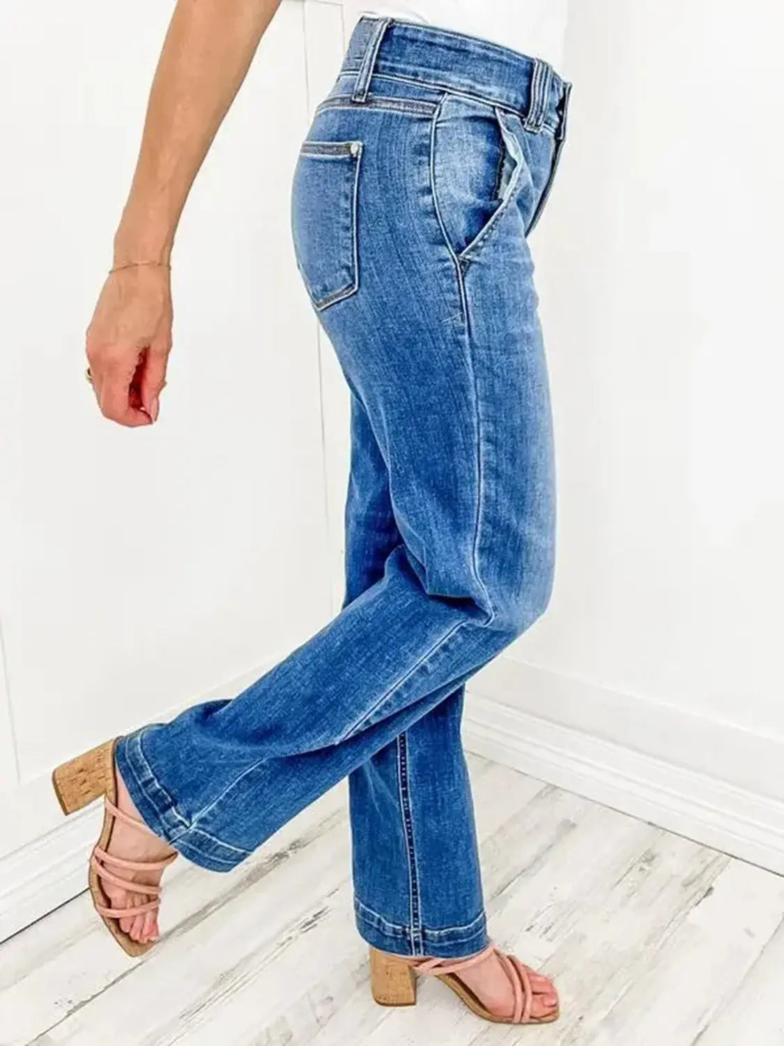 Washed Straight Leg Jeans - Trendsi - Flyclothing LLC