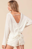 BiBi Waffled Backless Drawstring T-Shirt - Trendsi - Flyclothing LLC
