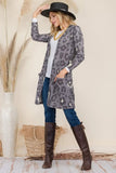 Celeste Full Size Leopard Open Front Contrast Cardigan - Trendsi