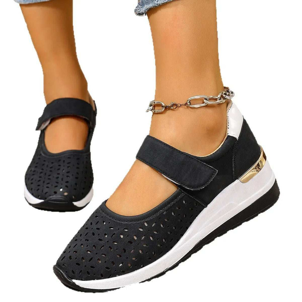 Breathable Cutout Wedge Loafers - Trendsi - Flyclothing LLC