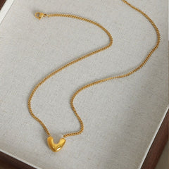 Gold-Plated Heart Pendant Necklace - Trendsi