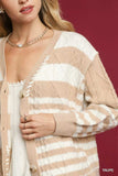 Umgee Cable-Knit Stripe Button-Up Cardigan - Trendsi - Flyclothing LLC