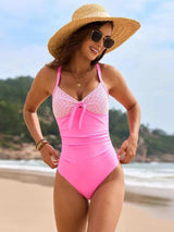 Lace Detail Crisscross Back One-Piece Swimwear - Trendsi - Flyclothing LLC