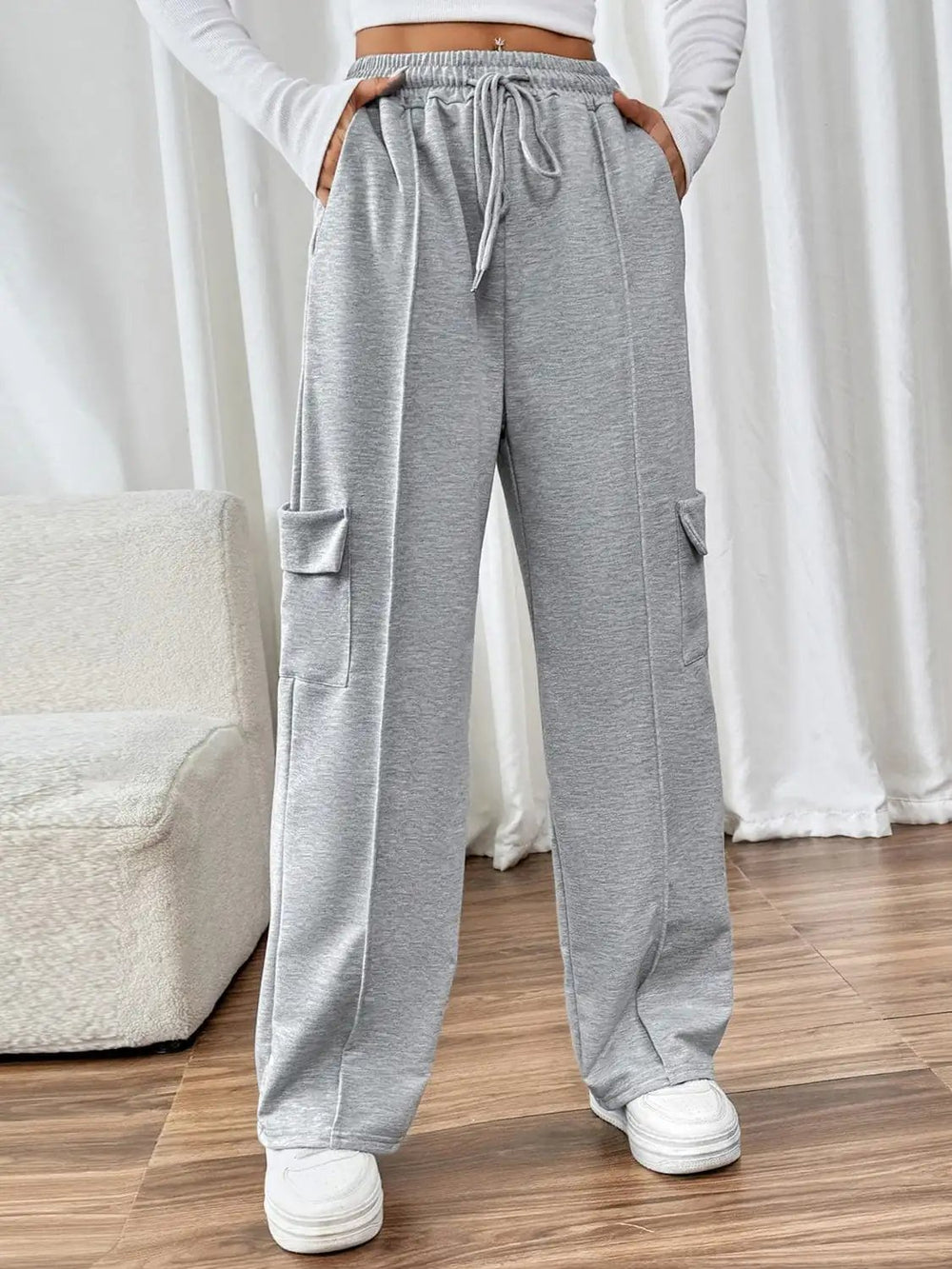 Drawstring Wide Leg Pants with Pockets - Trendsi