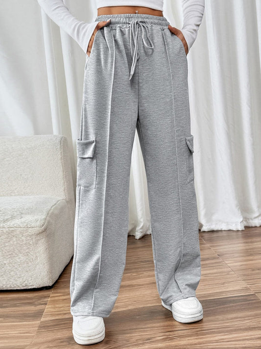 Drawstring Wide Leg Pants with Pockets - Trendsi
