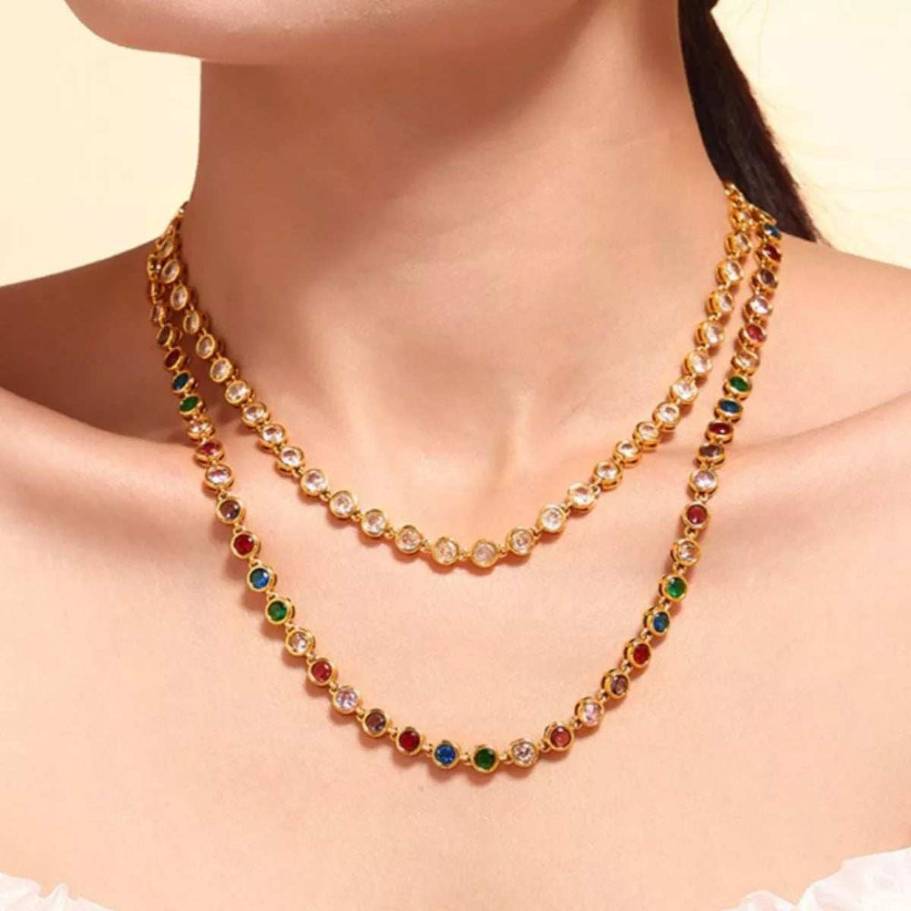18K Gold-Plated Zircon Necklace - Trendsi - Flyclothing LLC