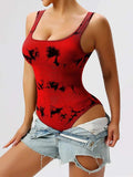Tie-Dye Scoop Neck Wide Strap Active Bodysuit - Trendsi - Flyclothing LLC