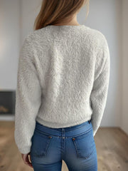 Cutout Knot Button Long Sleeve Cardigan - Trendsi