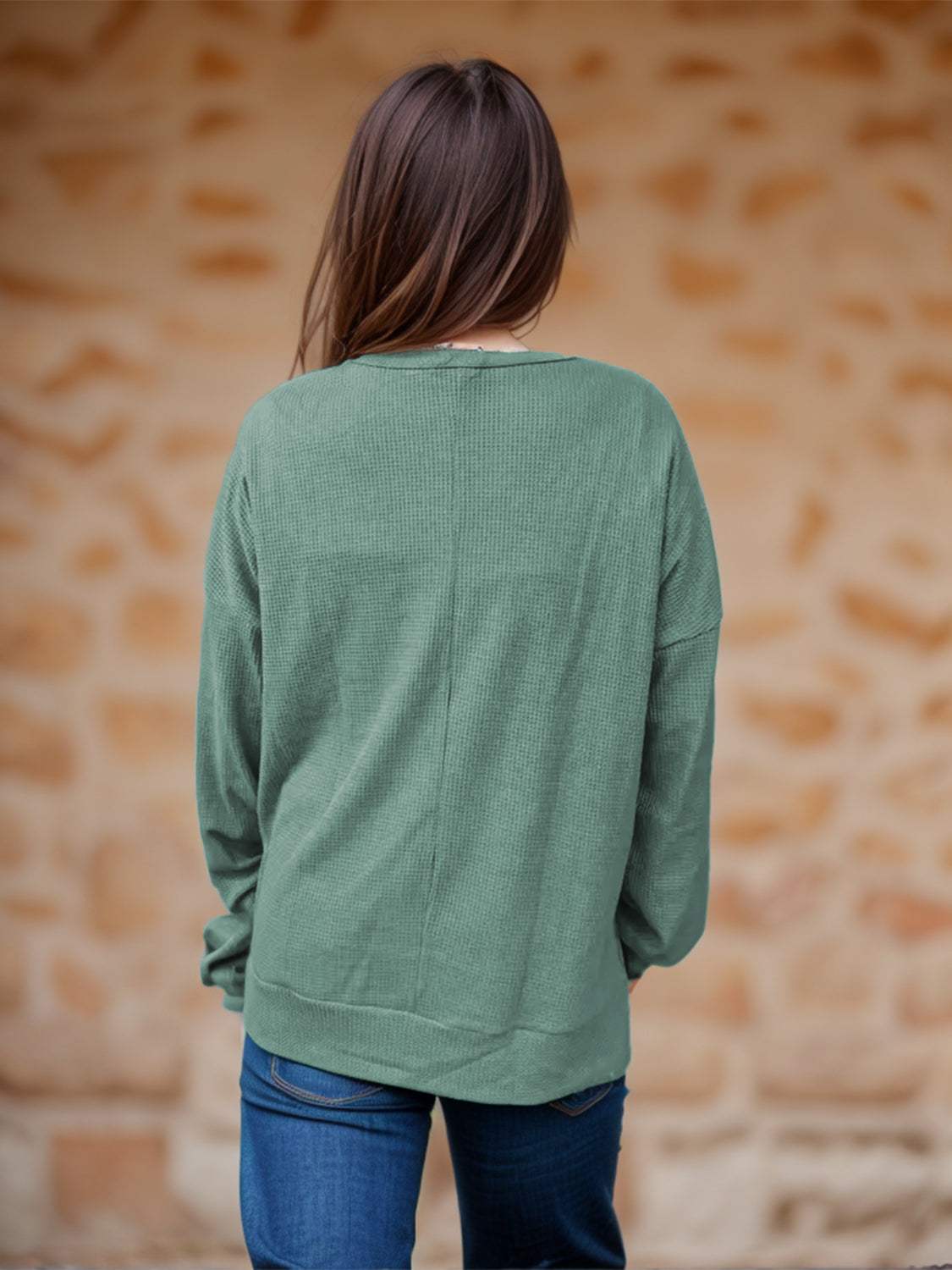 Side Slit Round Neck Long Sleeve T-Shirt - Trendsi - Flyclothing LLC