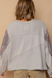 POL Long Sleeve Cut Sew Peace Emblem Top - Trendsi