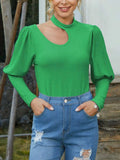 Cutout Mock Neck Long Sleeve T-Shirt - Trendsi - Flyclothing LLC