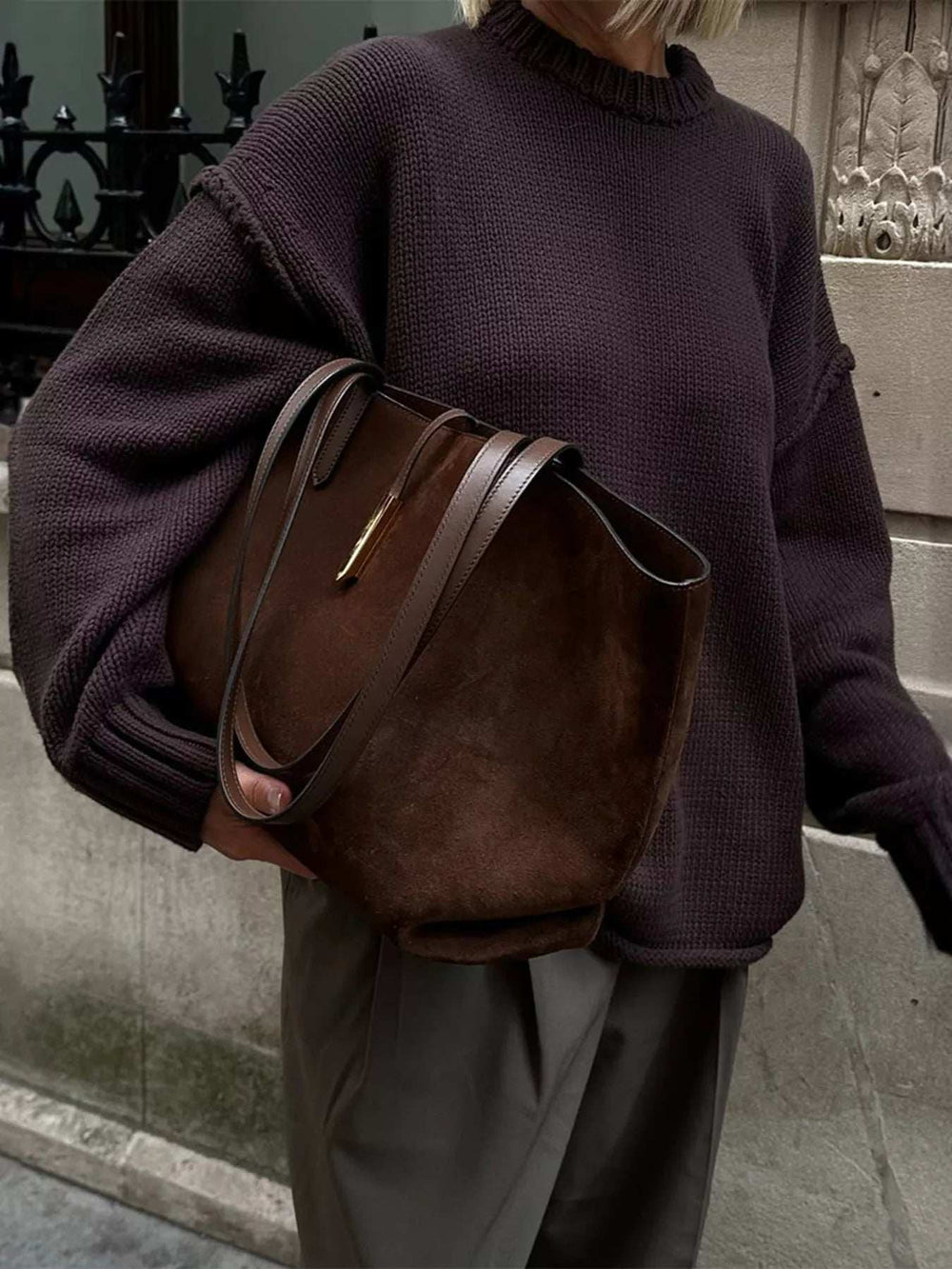 Round Neck Dropped Shoulder Sweater - Trendsi - Flyclothing LLC