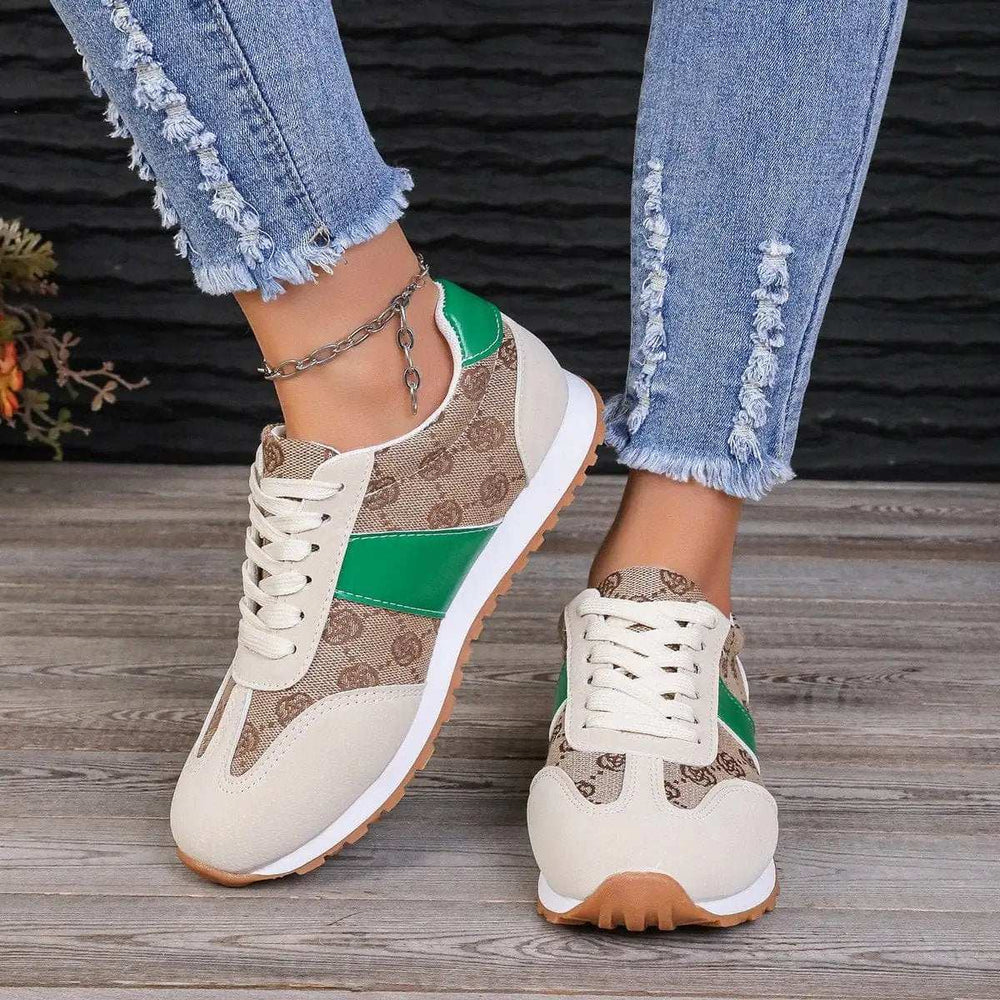 Contrast Round Toe Flat Sneakers - Trendsi - Flyclothing LLC
