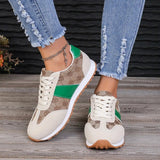 Contrast Round Toe Flat Sneakers - Trendsi