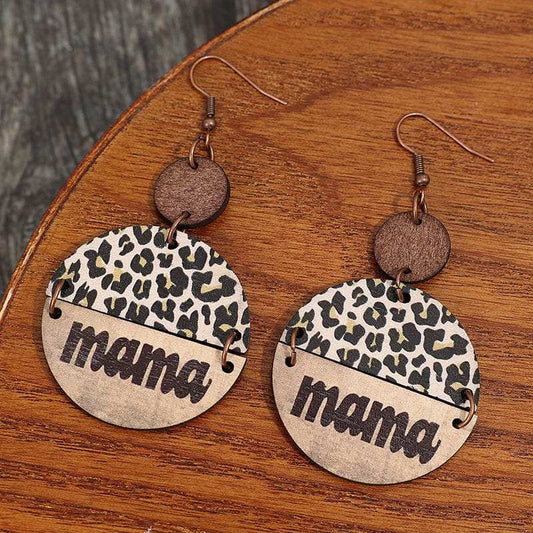 Wooden Leopard Round Shape Earrings - Trendsi - Flyclothing LLC