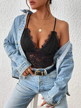 Crisscross Lace Spaghetti Strap Bodysuit - Trendsi - Flyclothing LLC