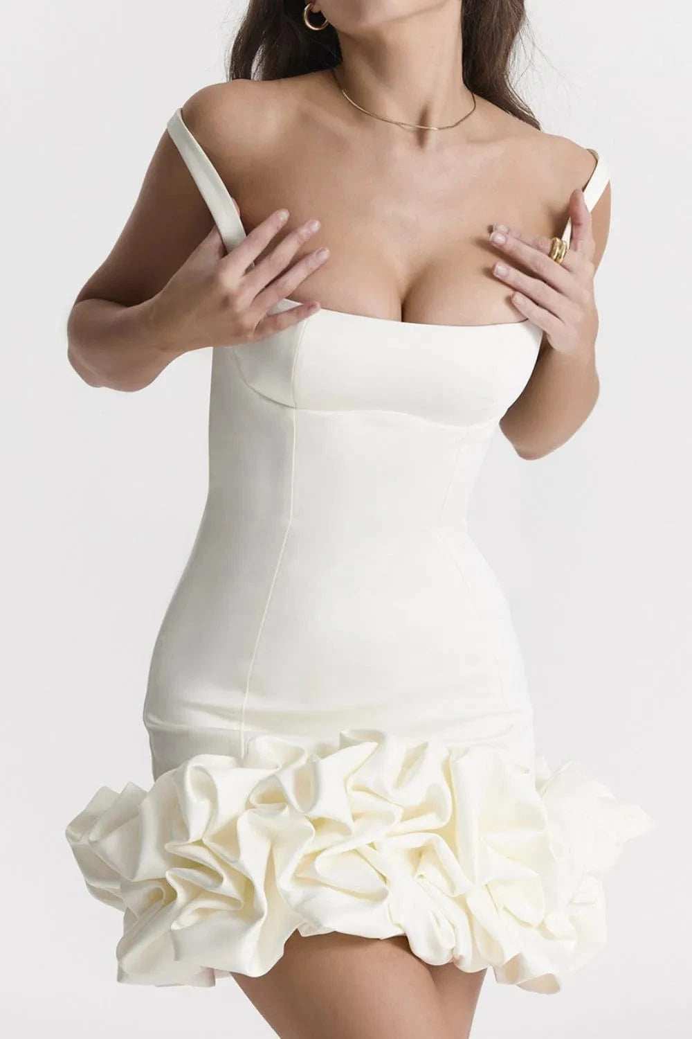 Ruched Square Neck Sleeve Mini Dress - Trendsi - Flyclothing LLC