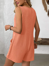 Pocketed Round Neck Sleeveless Romper - Trendsi - Flyclothing LLC