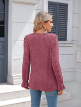 Lace Detail V-Neck Long Sleeve T-Shirt - Trendsi - Flyclothing LLC
