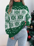 Christmas Snowflake Turtleneck Long Sleeve Sweater - Trendsi - Flyclothing LLC