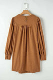 Ruched Round Neck Long Sleeve Dress - Trendsi - Flyclothing LLC