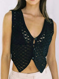 Openwork V-Neck Sweater Vest - Trendsi - Flyclothing LLC