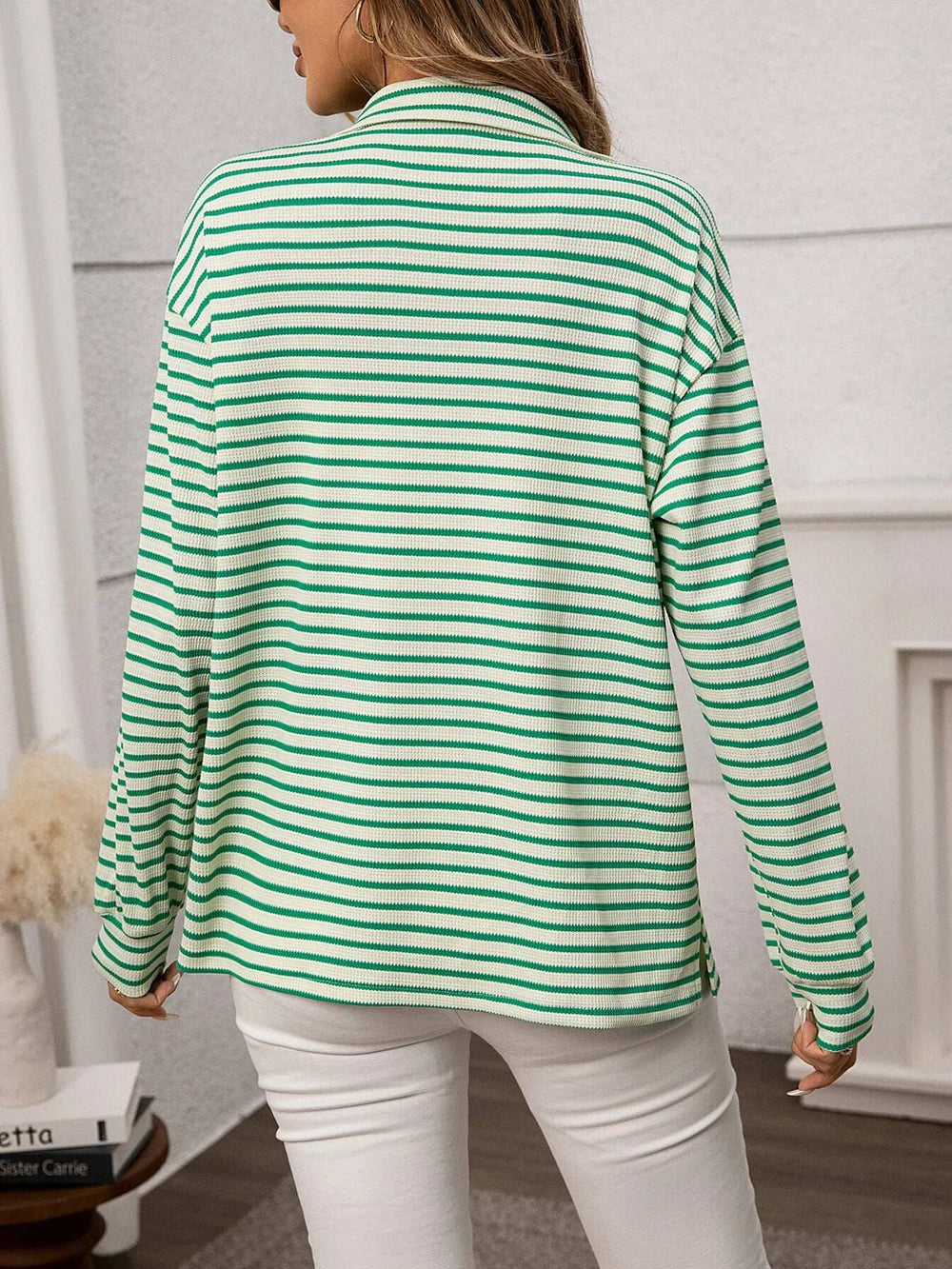 Striped Button Up Long Sleeve Shirt - Trendsi - Flyclothing LLC