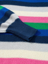 Rainbow Striped Crew Neck Drop Shoulder Sweater - Trendsi - Flyclothing LLC