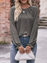 Ruffle Cuff Long Sleeve T-Shirt - Trendsi - Flyclothing LLC