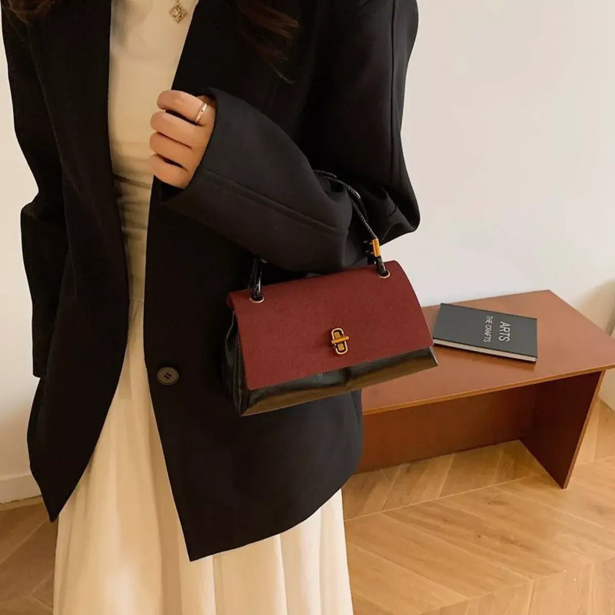 Flap Crossbody Bag with Top Handle - Trendsi - Flyclothing LLC
