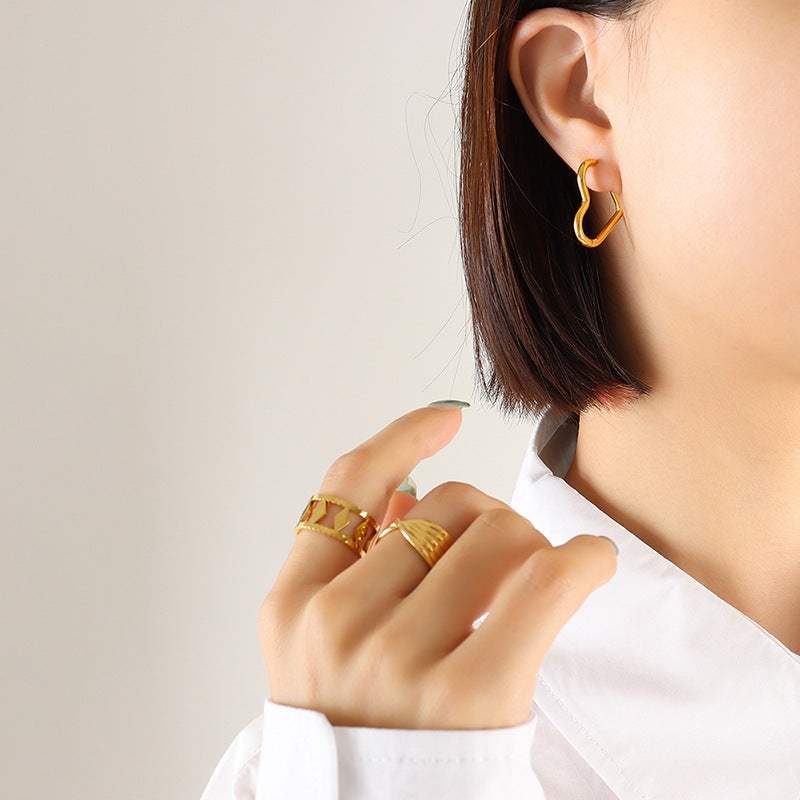 Titanium Steel Geometric Huggie Earrings - Trendsi - Flyclothing LLC