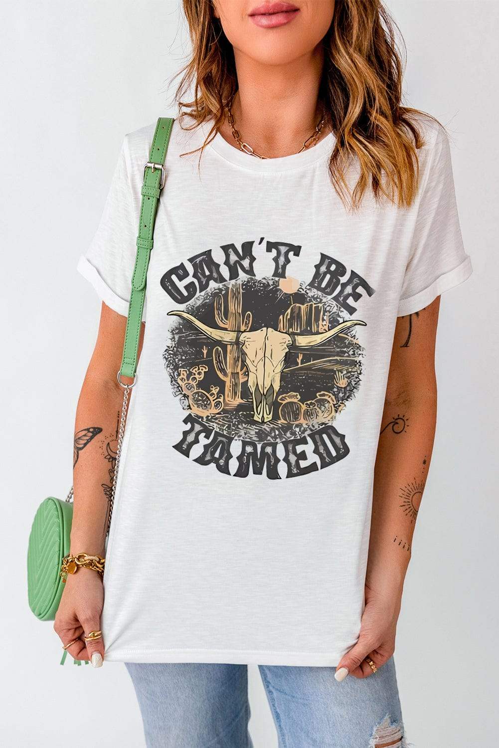 Graphic Round Neck Short Sleeve T-Shirt - Trendsi - Flyclothing LLC