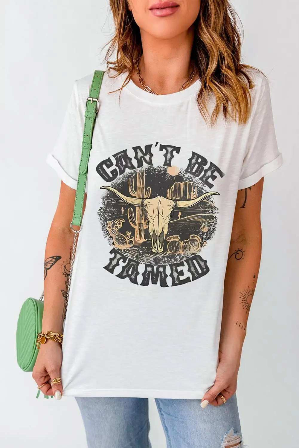 Graphic Round Neck Short Sleeve T-Shirt - Trendsi - Flyclothing LLC