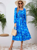 Printed Long Sleeve Midi Dress - Trendsi - Flyclothing LLC