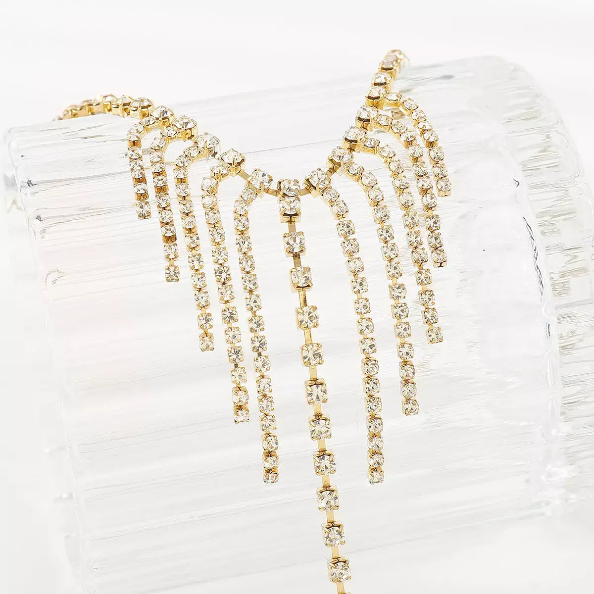 Rhinestone Fringe Hand Chain Bracelet - Trendsi - Flyclothing LLC