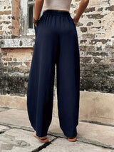 Elastic Waist Pants with Pockets - Trendsi - Flyclothing LLC
