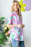 Heimish Full Size Paisley Print Short Sleeve Top - Trendsi