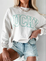 LUCKY Graphic Round Neck Long Sleeve Sweatshirt - Trendsi - Flyclothing LLC