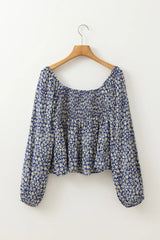 Floral Smocked Square Neck Blouse - Trendsi - Flyclothing LLC