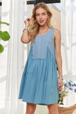 ADORA Decorative Button Sleeveless Babydoll Dress - Trendsi