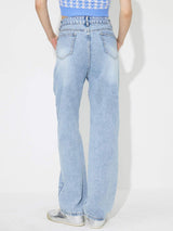 Flower High Rise Straight Leg Jeans with Pockets - Trendsi - Flyclothing LLC