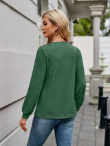 V-Neck Long Sleeve T-Shirt - Trendsi - Flyclothing LLC