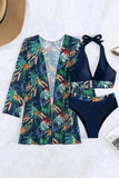 Printed Halter Neck Three-Piece Swim Set - Trendsi - Flyclothing LLC