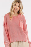 Mittoshop Distressed Hem Round Neck Dropped Shoulder Sweater - Trendsi