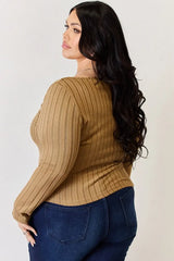 Basic Bae Full Size Ribbed Long Sleeve T-Shirt - ShopBasicbae - Flyclothing LLC