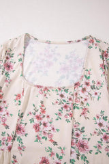 Printed Square Neck Long Sleeve Blouse - Trendsi - Flyclothing LLC