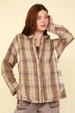 VERY J Contrast Plaid Raw Detail Shirt - Trendsi - Flyclothing LLC
