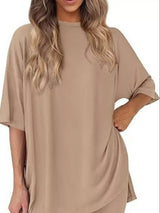 Full Size Half Sleeve T-Shirt and Shorts Set Plus Size - Trendsi - Flyclothing LLC