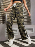 Tied Camouflage Pants with Cargo Pockets - Trendsi - Flyclothing LLC
