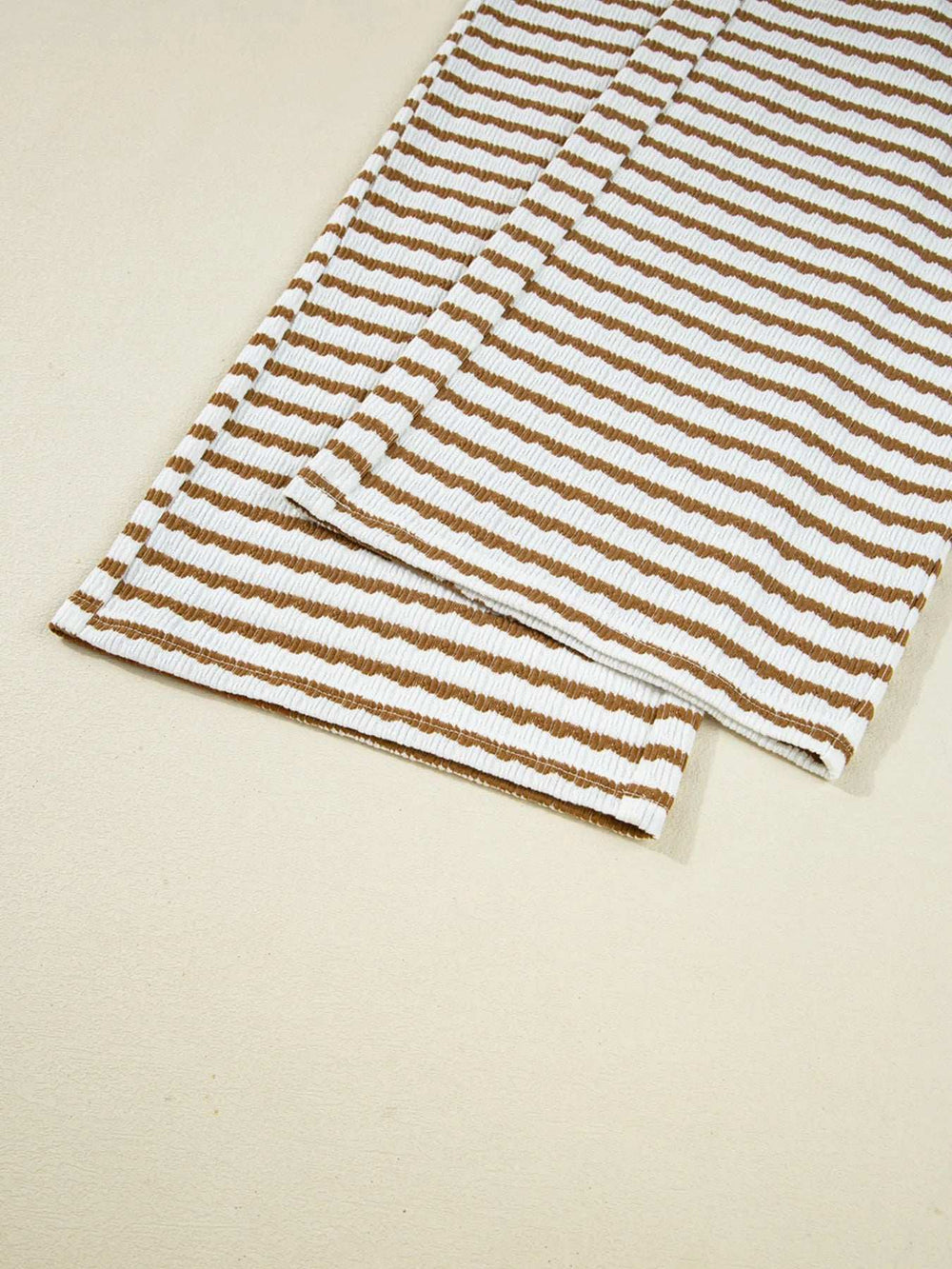 Stripe Collared Top and Drawstring Pant Set - Trendsi - Flyclothing LLC
